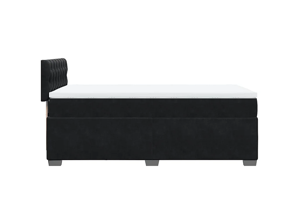 Cama box spring con colchón terciopelo negro 80x200 cm