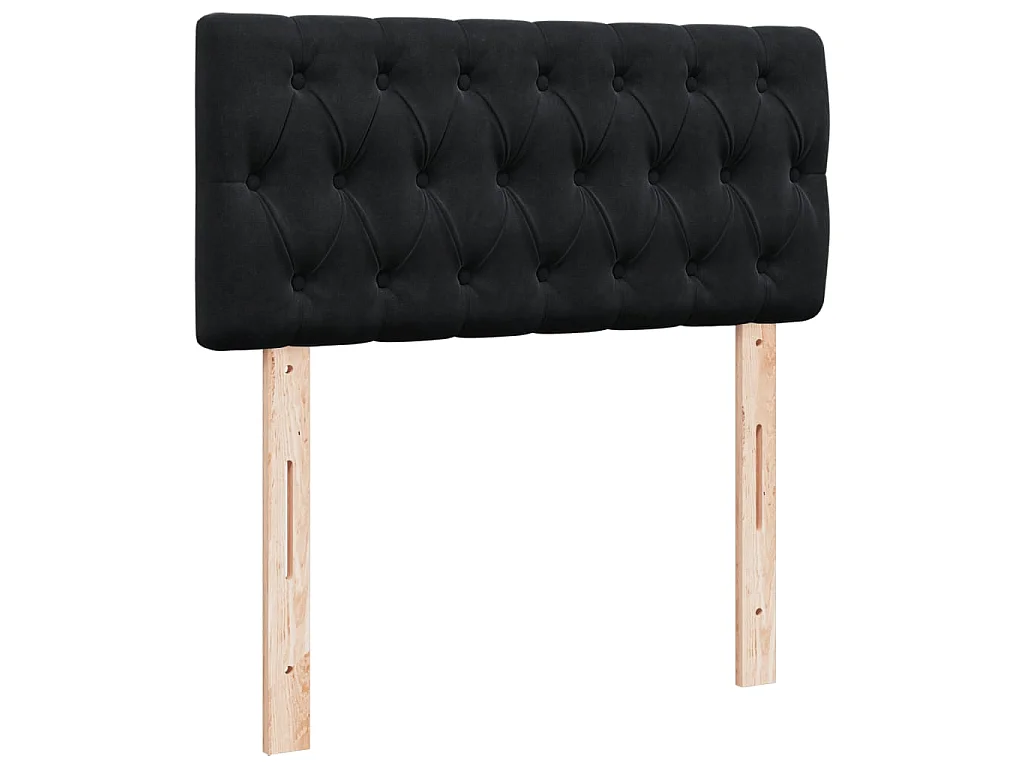 Cama box spring con colchón terciopelo negro 80x200 cm