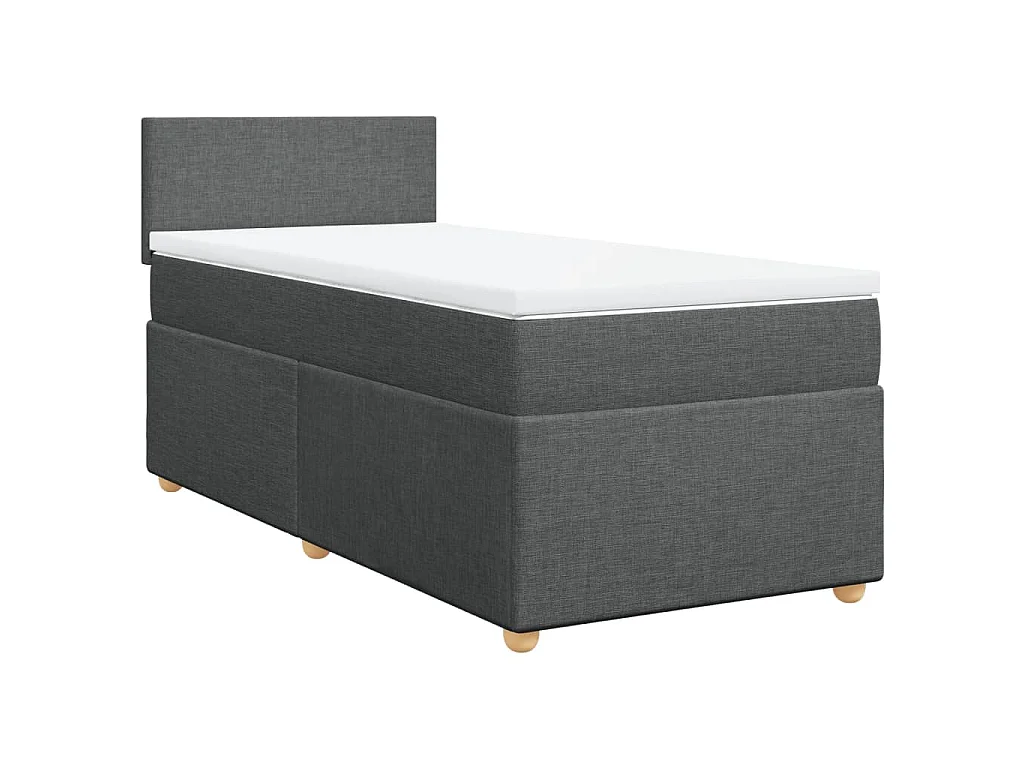 Sommier à lattes de lit et matelas Gris foncé 90x190 cm Tissu