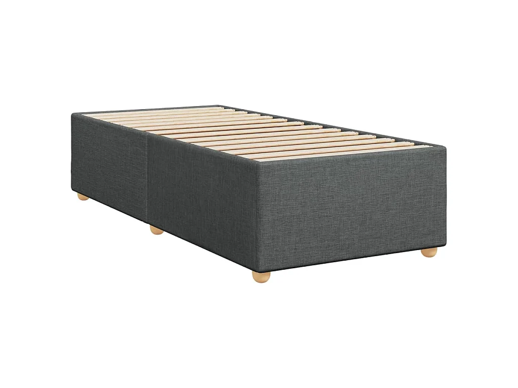 Sommier à lattes de lit et matelas Gris foncé 90x190 cm Tissu