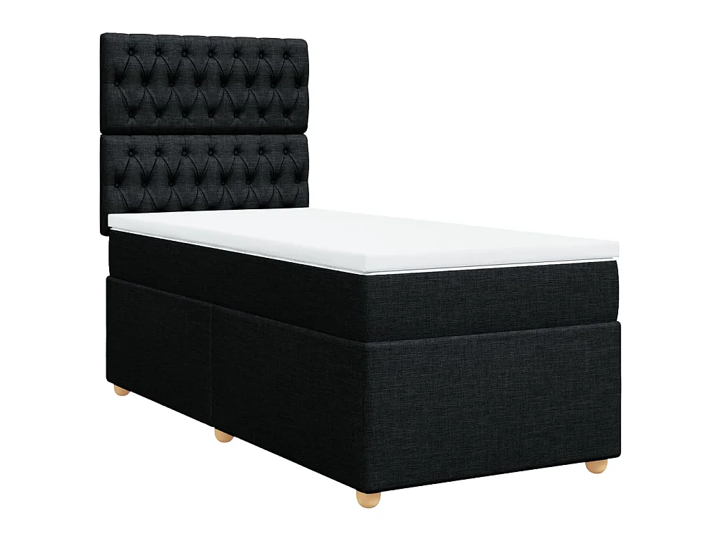 Sommier à lattes de lit avec matelas Noir 100x200 cm Tissu