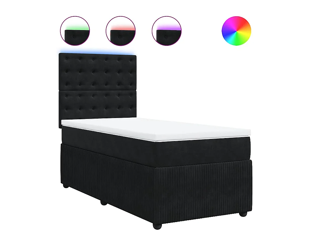 Boxspringbett mit Matratze Schwarz 80x200 cm Samt