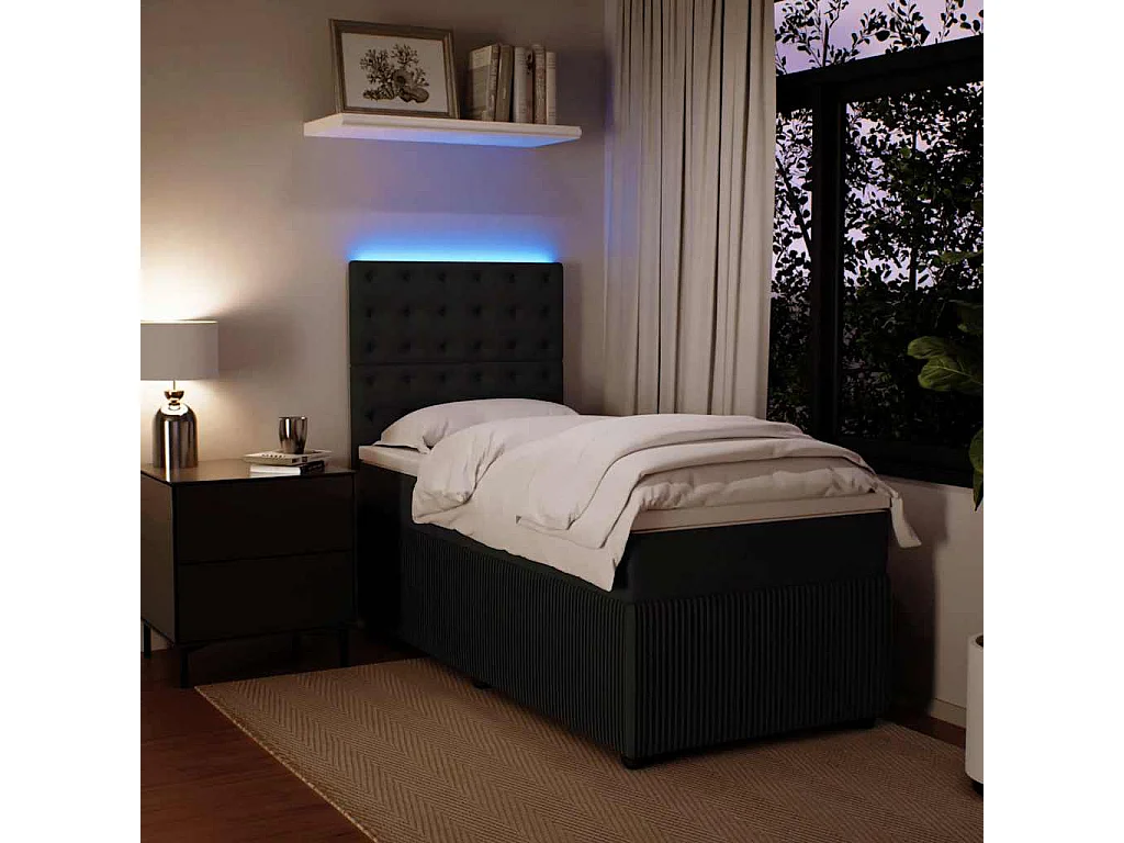Boxspringbett mit Matratze Schwarz 80x200 cm Samt
