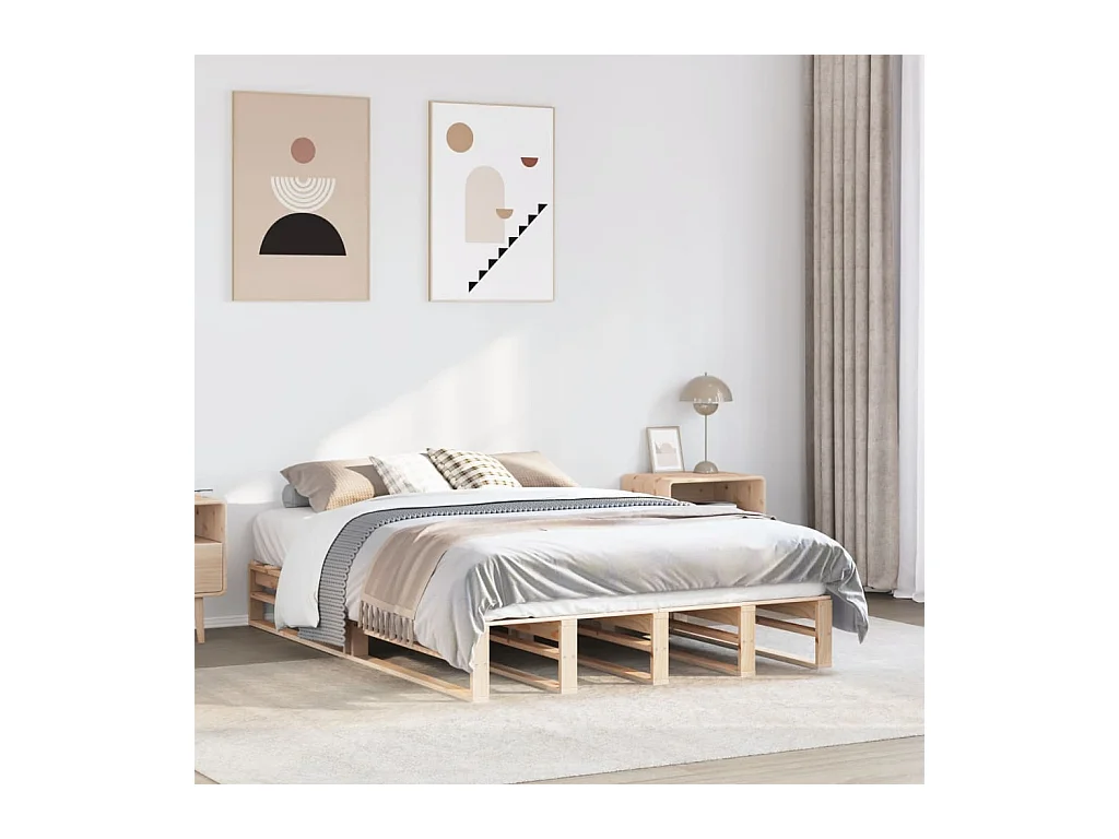 Cadre de lit sans matelas 140x200 cm bois massif de pin
