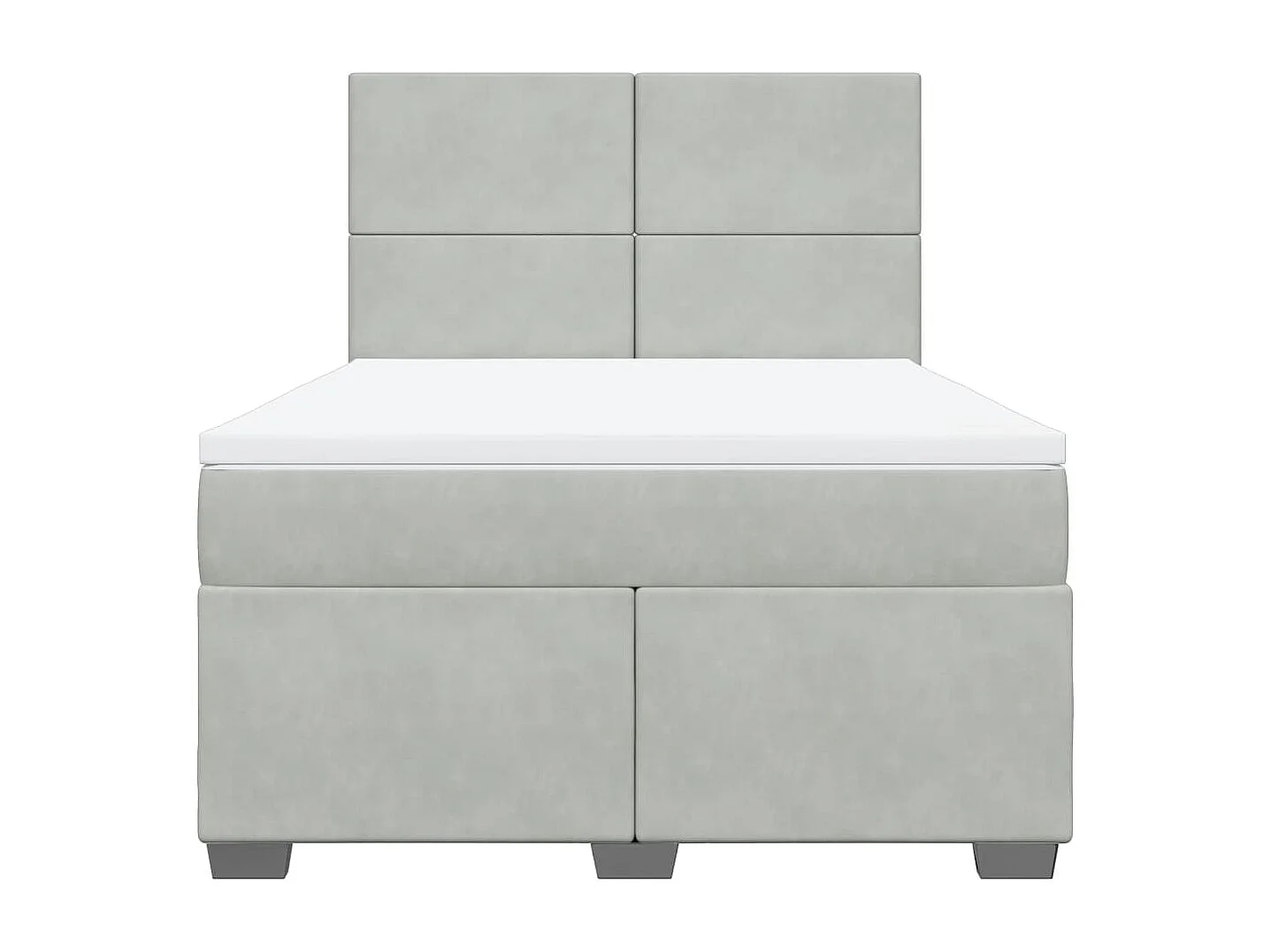 Cama box spring con colchón terciopelo gris claro 140x200 cm