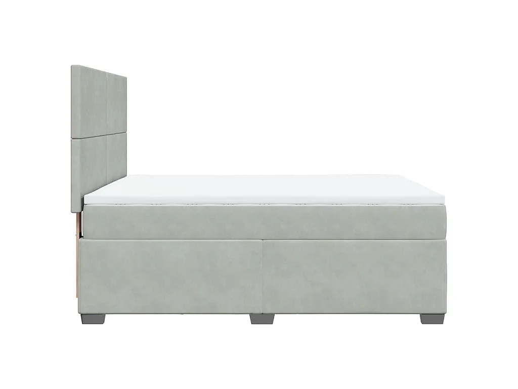 Giroletto a Molle con Materasso Grigio Chiaro 140x200cm Velluto