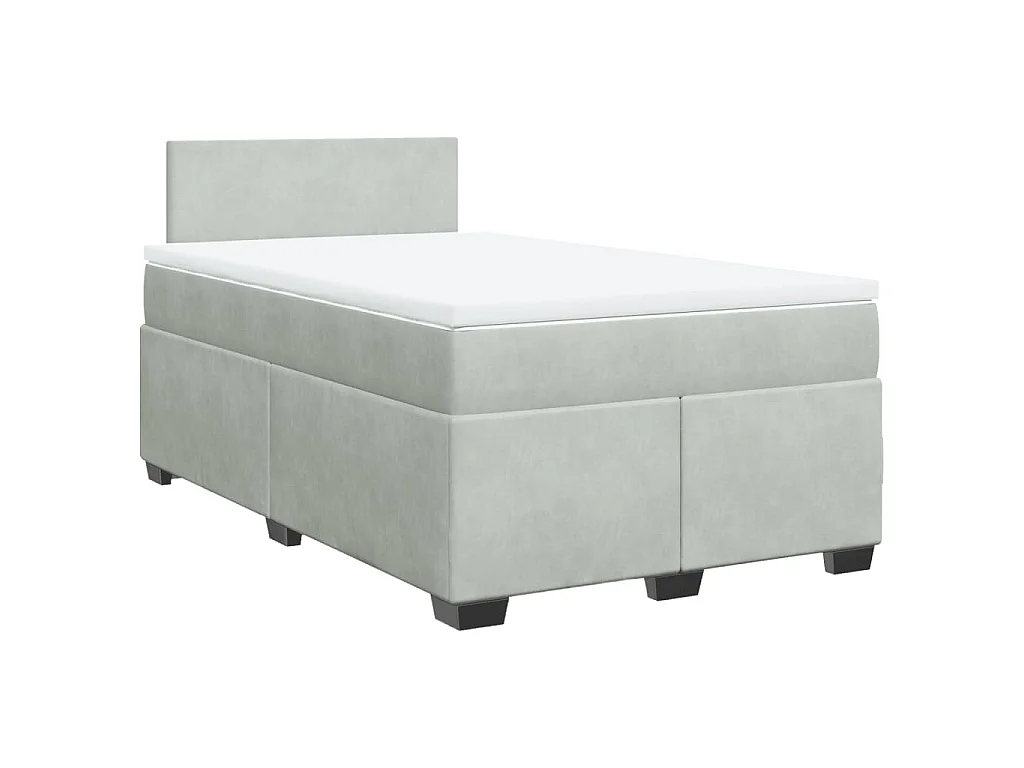 Cama box spring con colchón terciopelo gris claro 120x200 cm