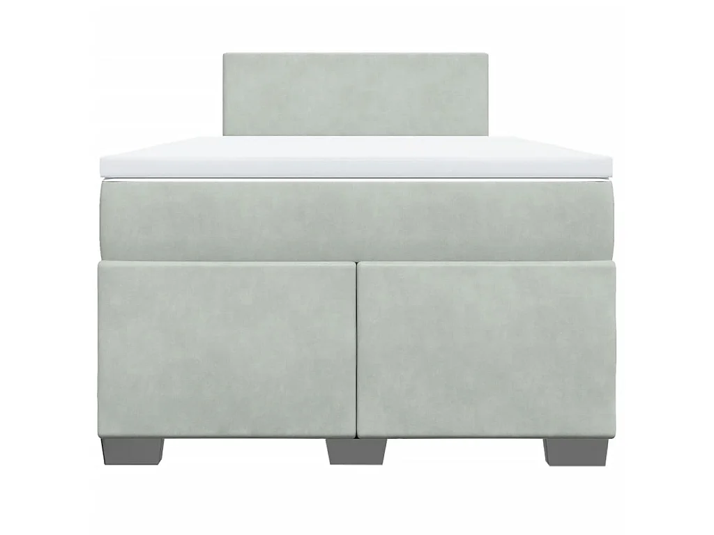 Cama box spring con colchón terciopelo gris claro 120x200 cm