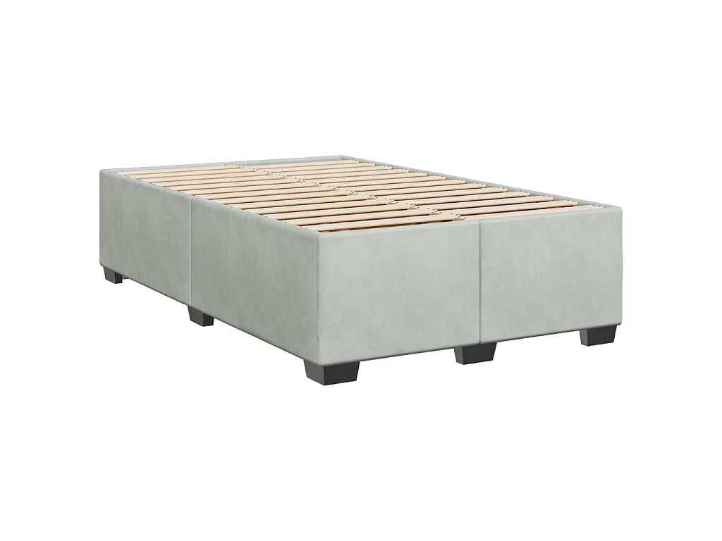 Cama box spring con colchón terciopelo gris claro 120x200 cm