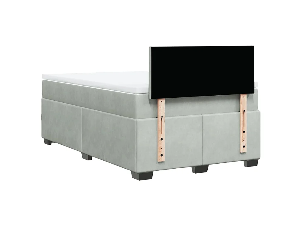 Cama box spring con colchón terciopelo gris claro 120x200 cm