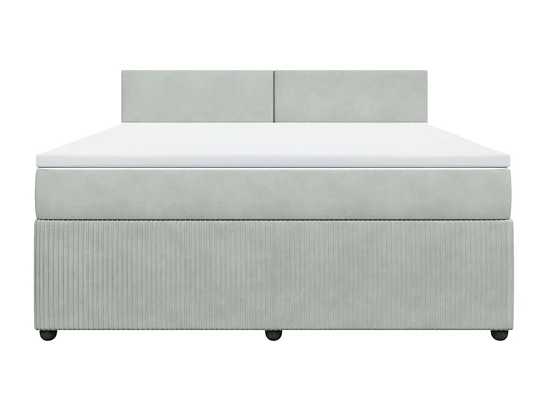 Giroletto a Molle con Materasso Grigio Chiaro 180x200cm Velluto