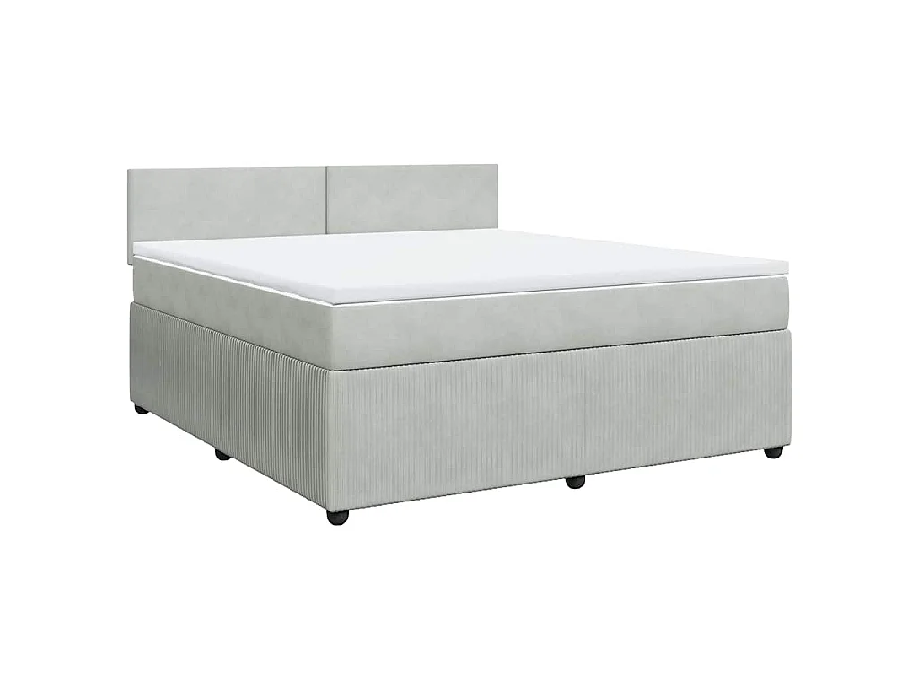 Boxspring met matras fluweel lichtgrijs 180x200 cm