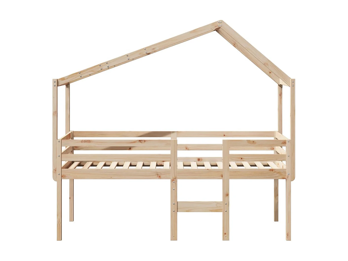 Hochbett mit Dach 90x200 cm Massivholz Kiefer