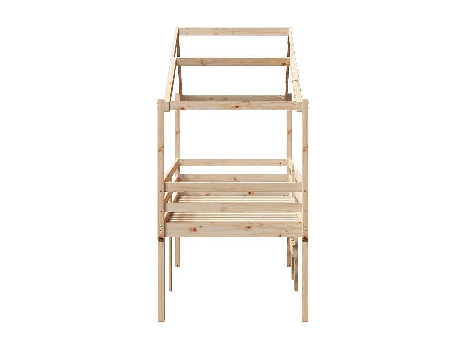 Hochbett mit Dach 90x200 cm Massivholz Kiefer