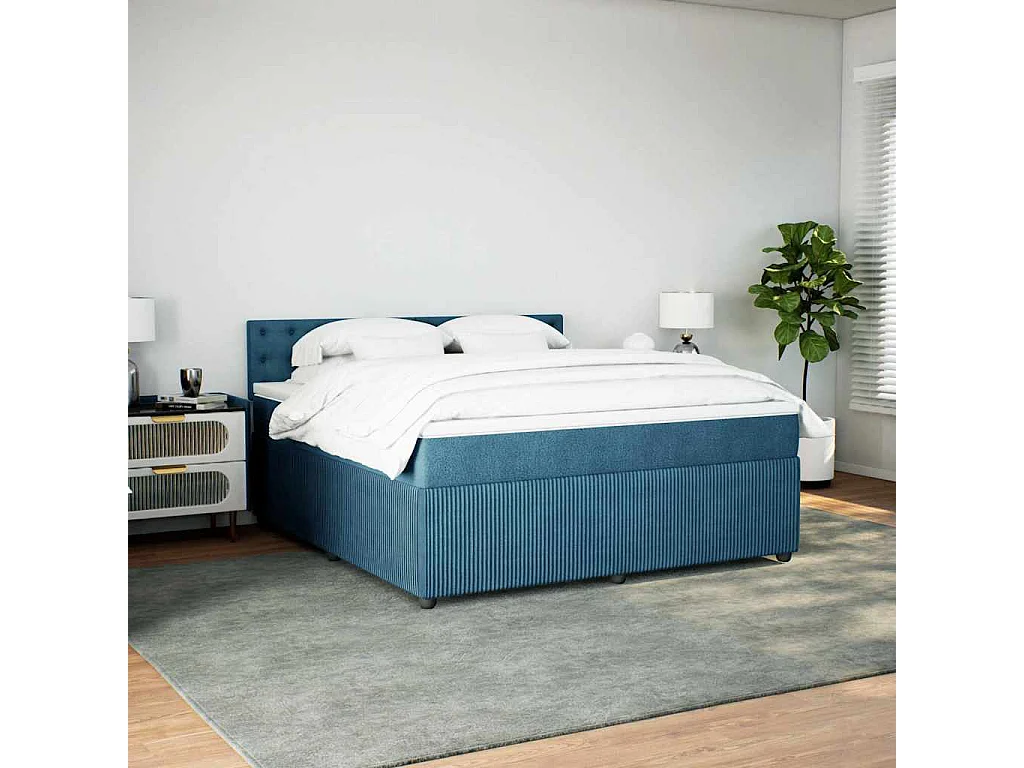 Giroletto a Molle con Materasso Blu 180x200 cm in Velluto