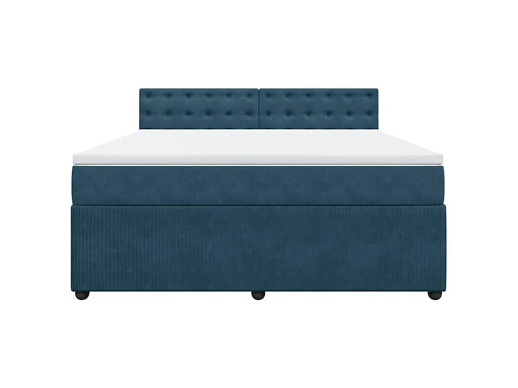 Cama box spring con colchón terciopelo azul 180x200 cm