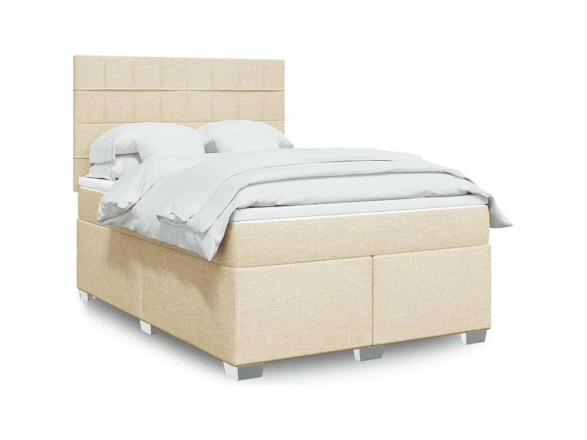 Sommier à lattes de lit avec matelas Crème 140x190 cm Tissu