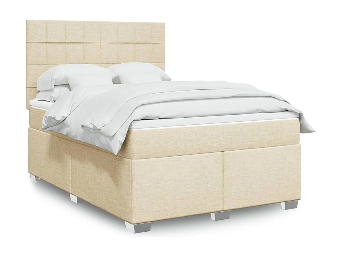 Cama com molas/colchão 140x190 cm tecido cor creme