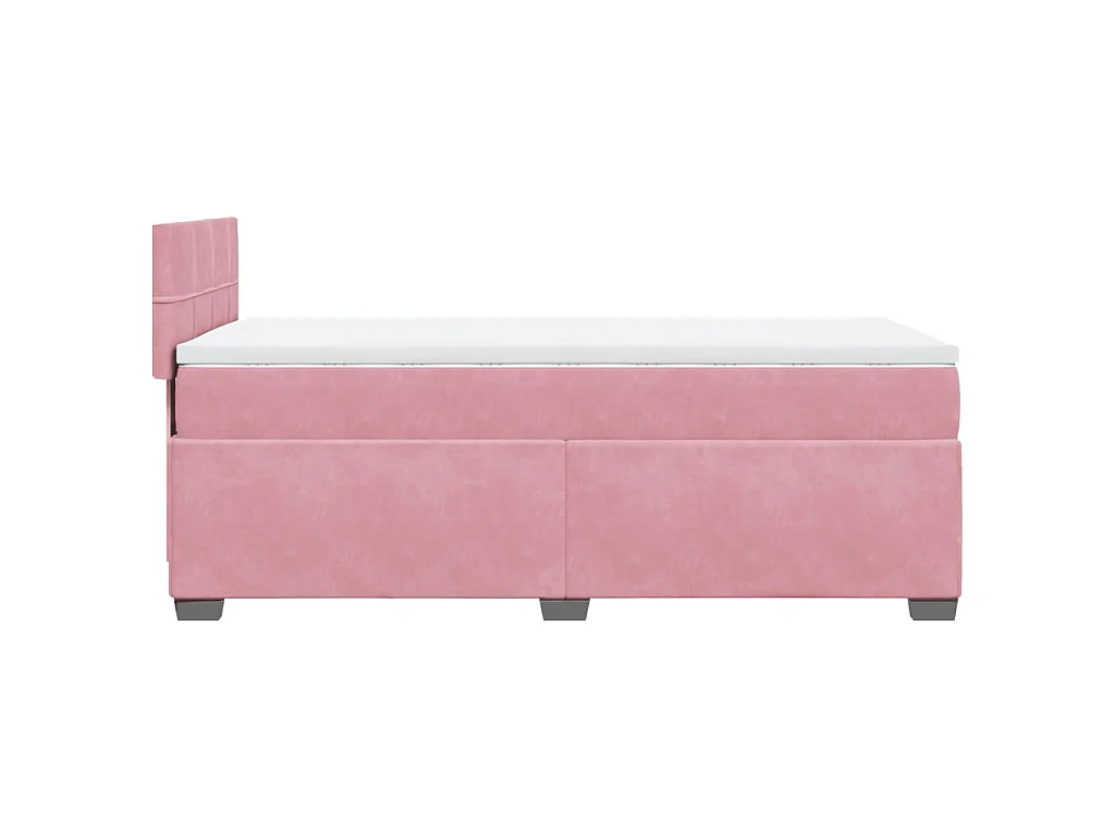 Cama box spring con colchón terciopelo rosa 100x200 cm