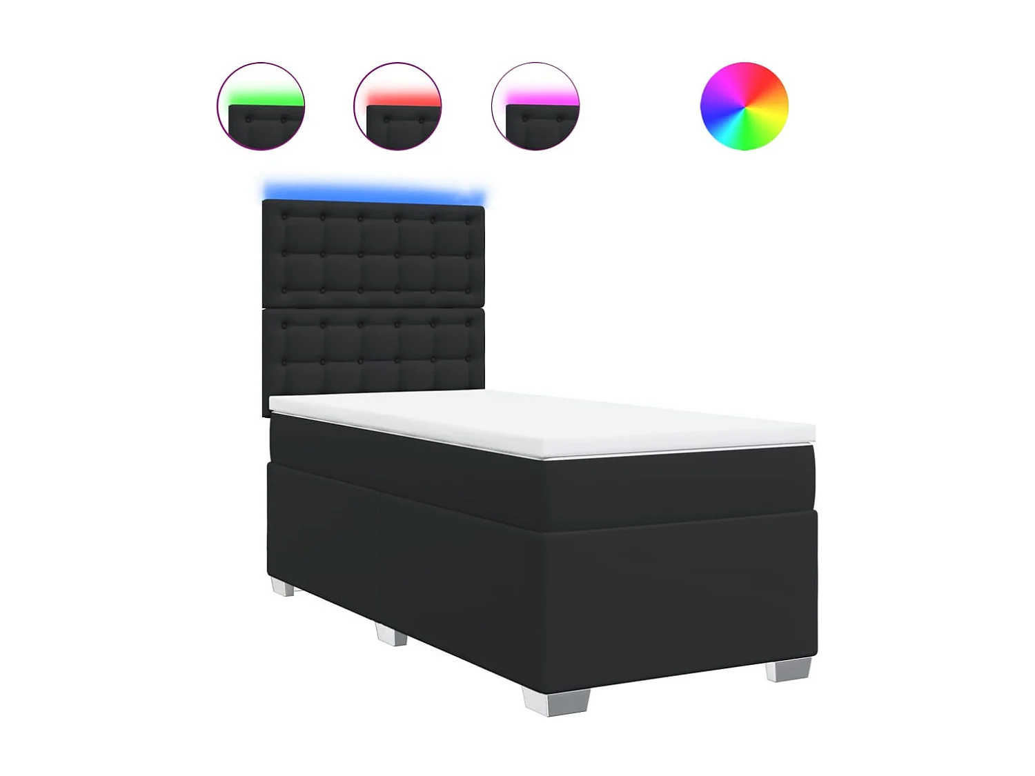 Boxspringbett mit Matratze Schwarz 90x190 cm Kunstleder