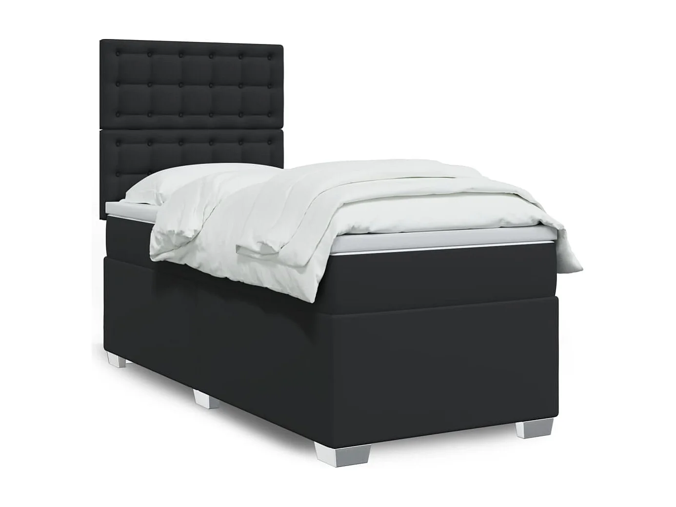 Boxspringbett mit Matratze Schwarz 90x190 cm Kunstleder