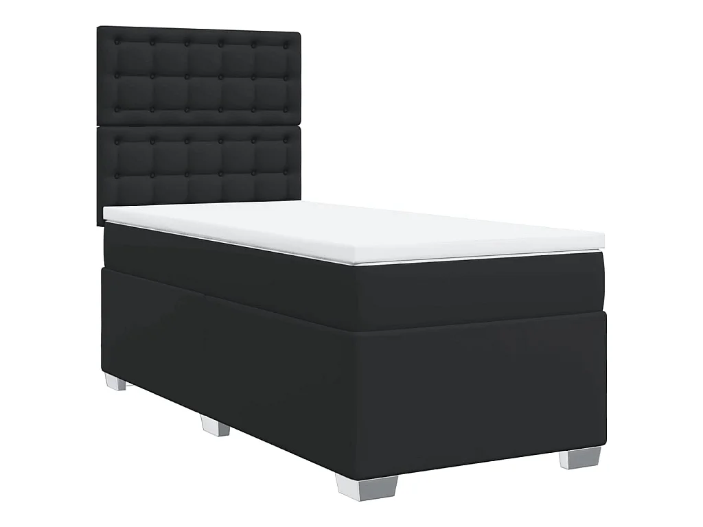Sommier à lattes de lit avec matelas Noir 90x190 cm Similicuir