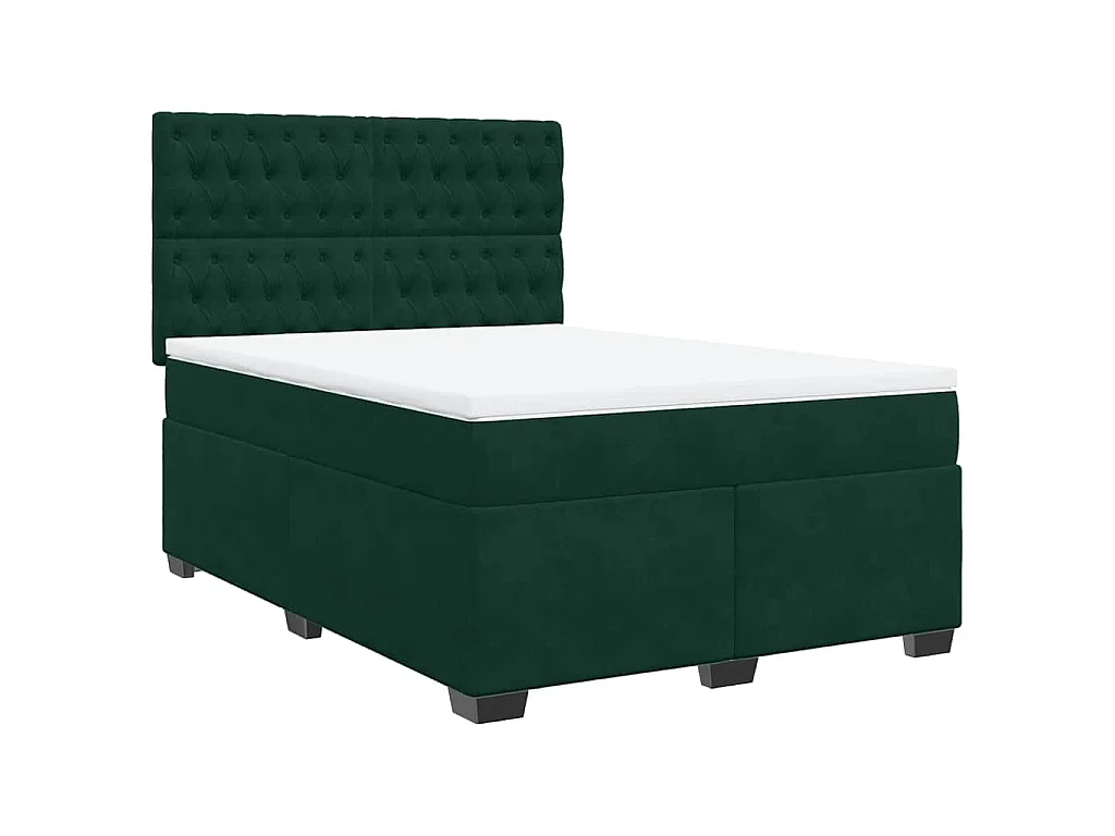 Giroletto a Molle con Materasso Verde Scuro 140x190 cm Velluto