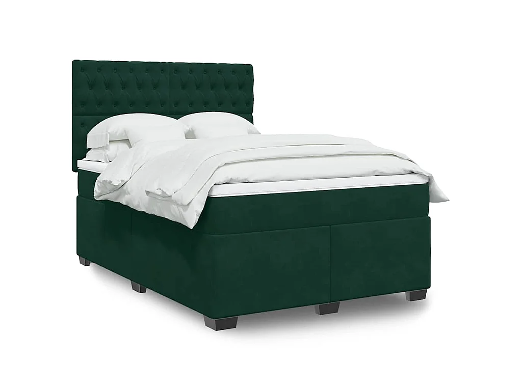 Giroletto a Molle con Materasso Verde Scuro 140x190 cm Velluto