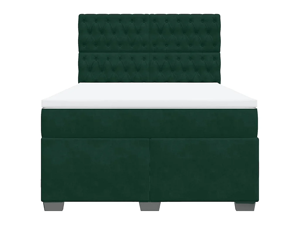 Giroletto a Molle con Materasso Verde Scuro 140x190 cm Velluto