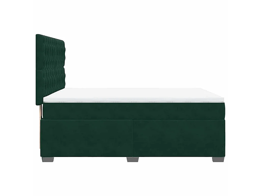 Giroletto a Molle con Materasso Verde Scuro 140x190 cm Velluto
