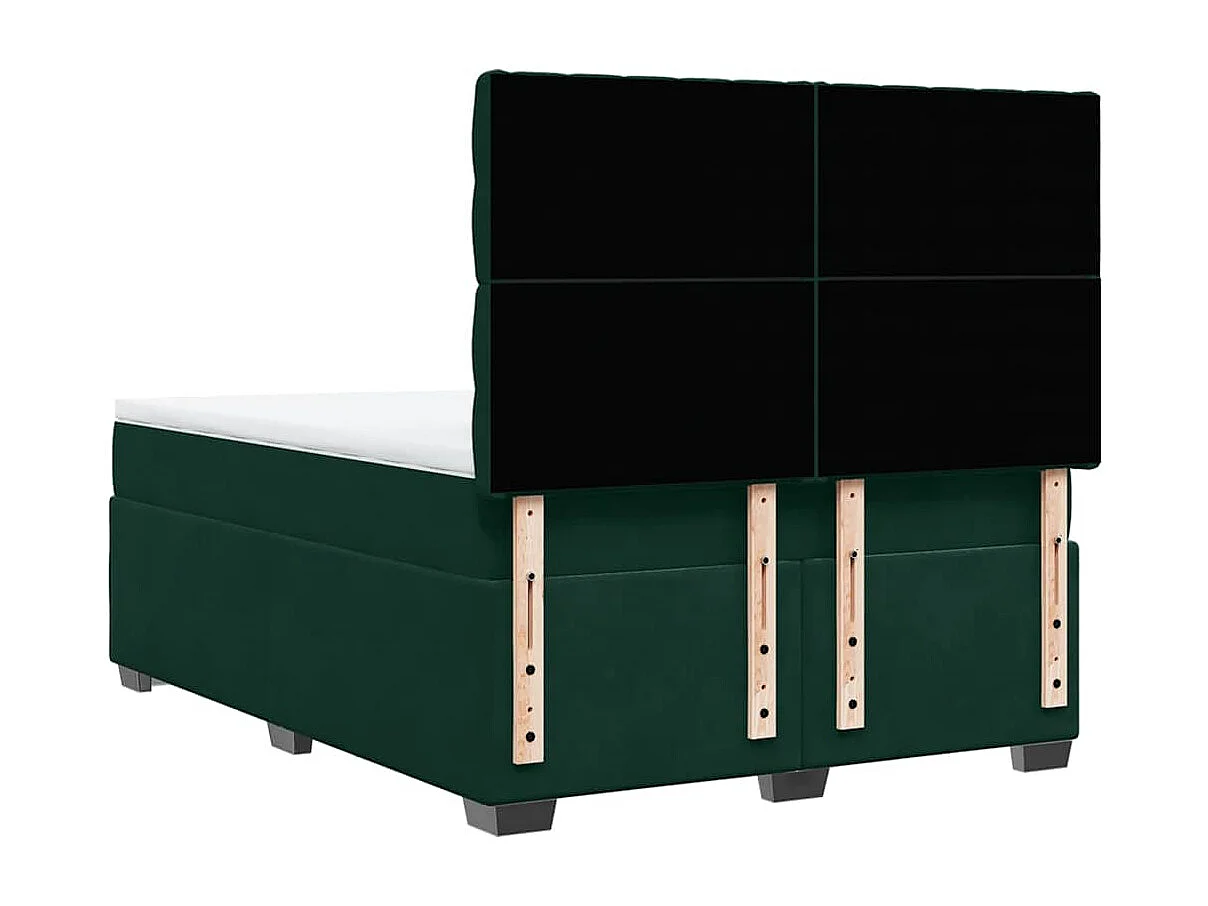 Giroletto a Molle con Materasso Verde Scuro 140x190 cm Velluto