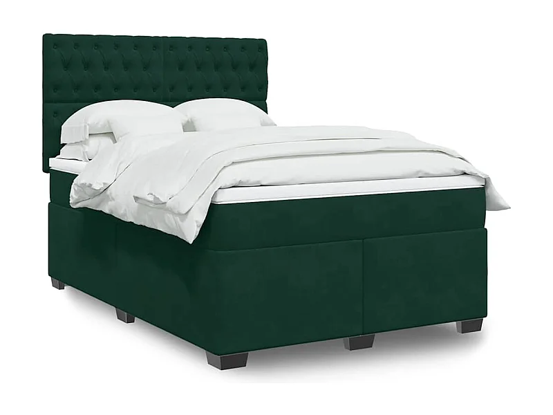 Boxspring met matras fluweel donkergroen 140x190 cm