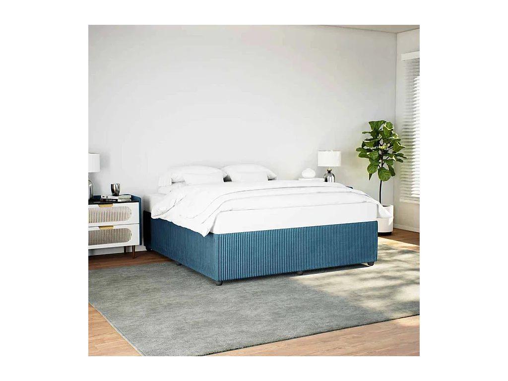 Cadre de lit sans matelas bleu 180x200 cm velours