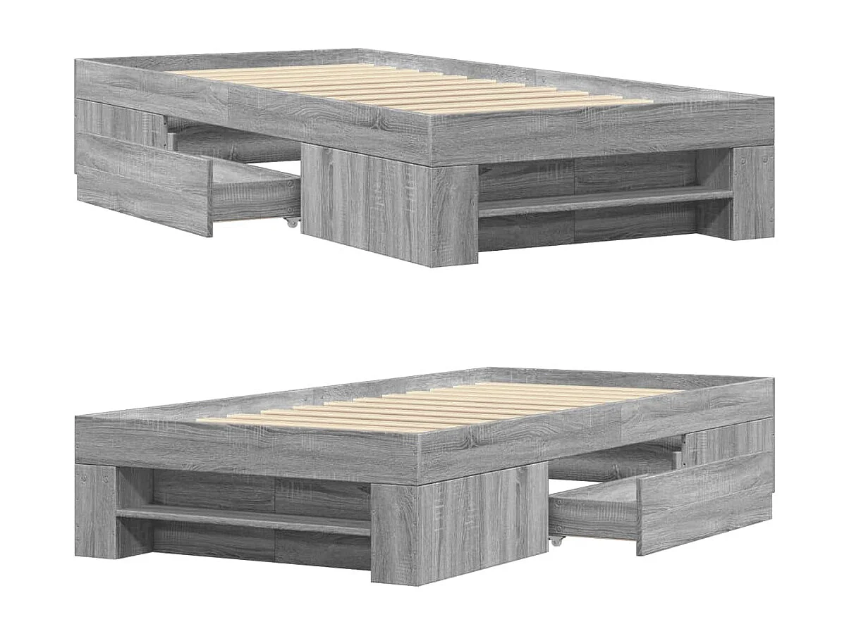 Estructura de cama madera de ingeniería gris Sonoma 75x190 cm