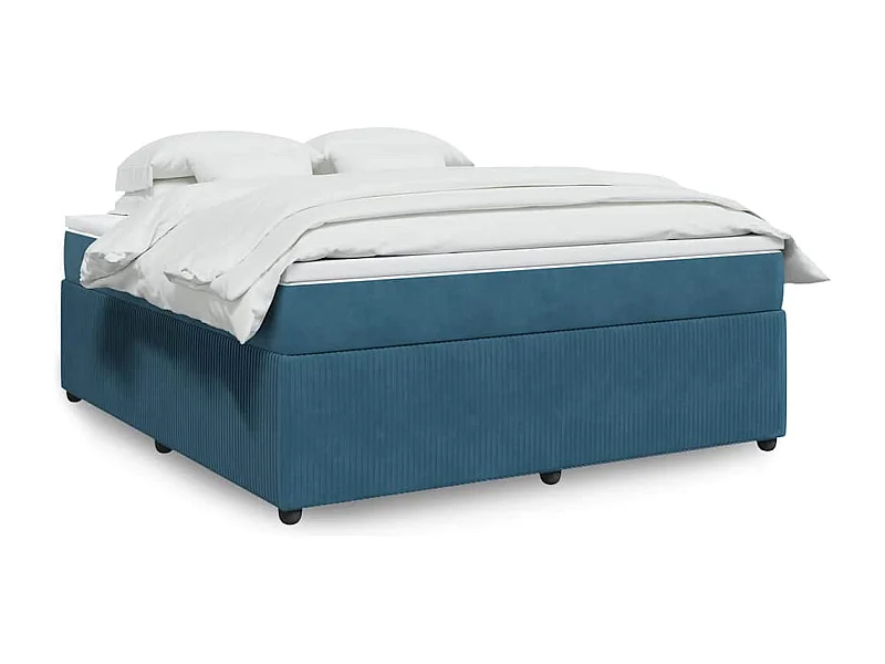 Boxspringbett mit Matratze Dunkelblau 180x200 cm Samt