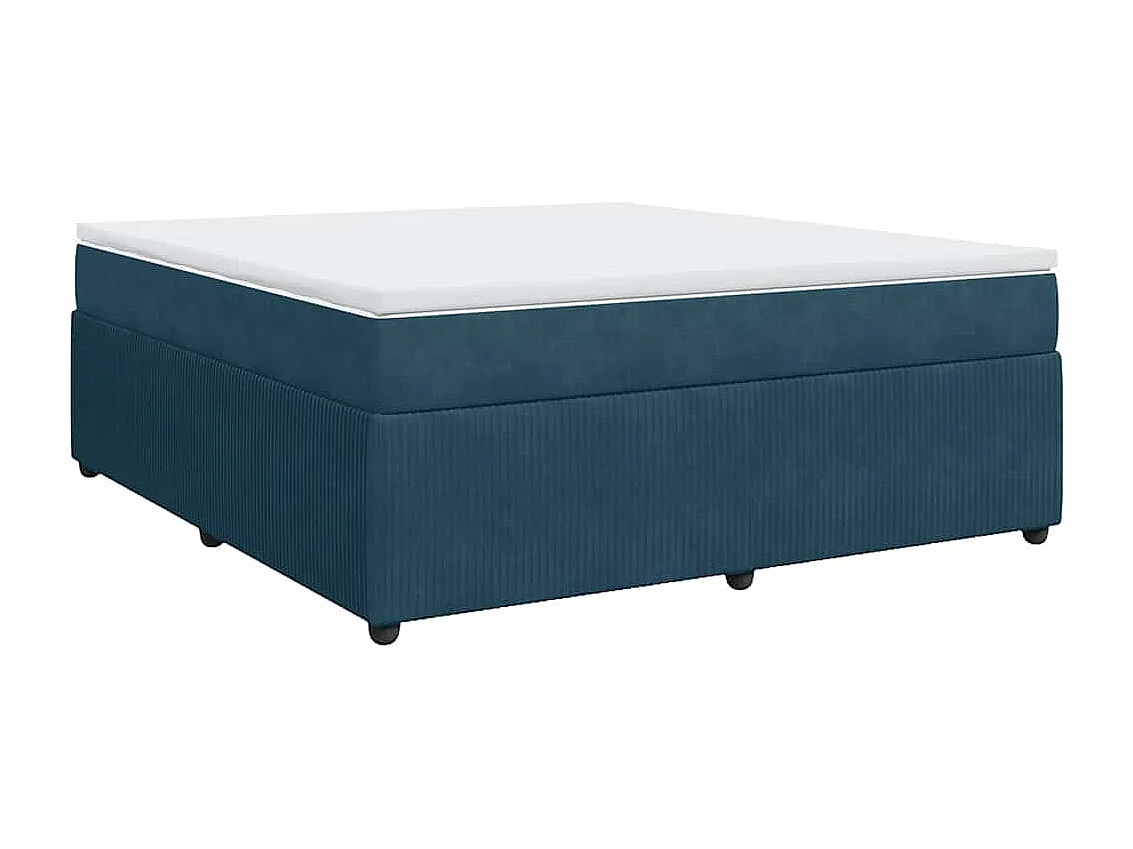 Cama box spring con colchón terciopelo azul oscuro 180x200 cm