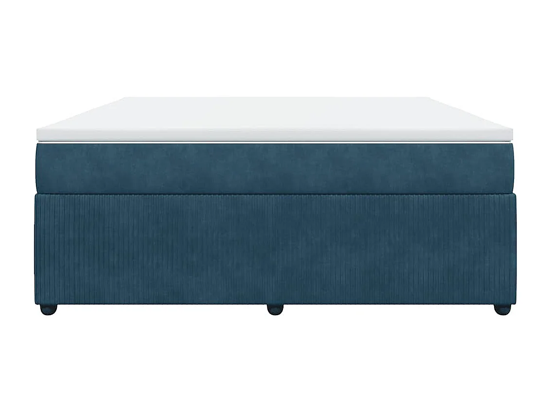 Cama box spring con colchón terciopelo azul oscuro 180x200 cm
