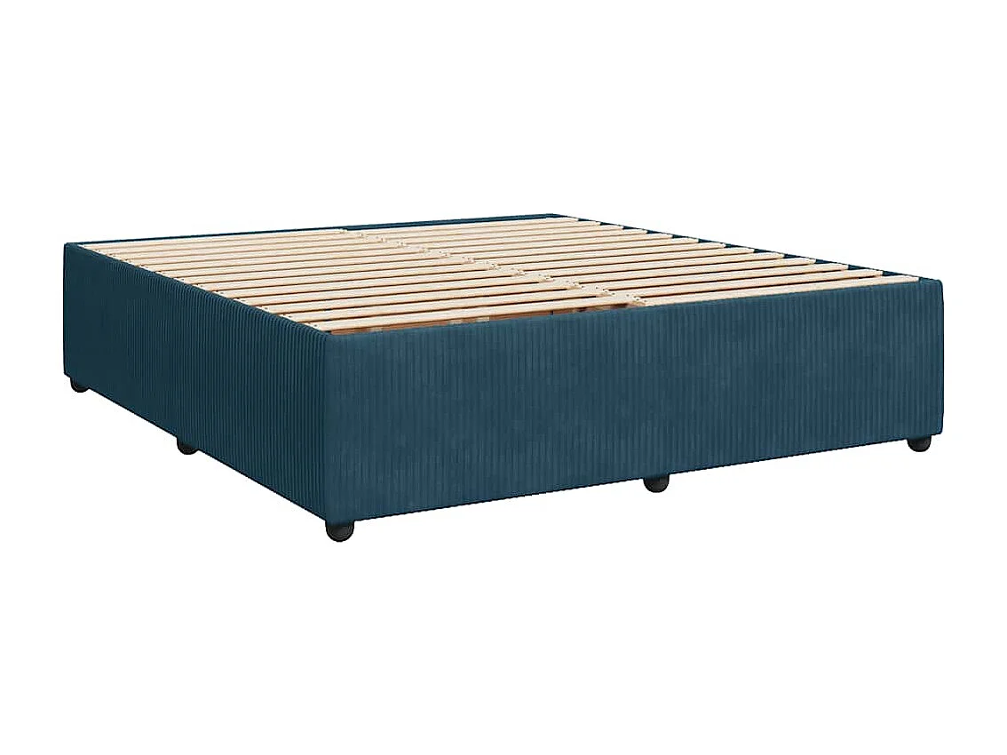 Cama box spring con colchón terciopelo azul oscuro 180x200 cm