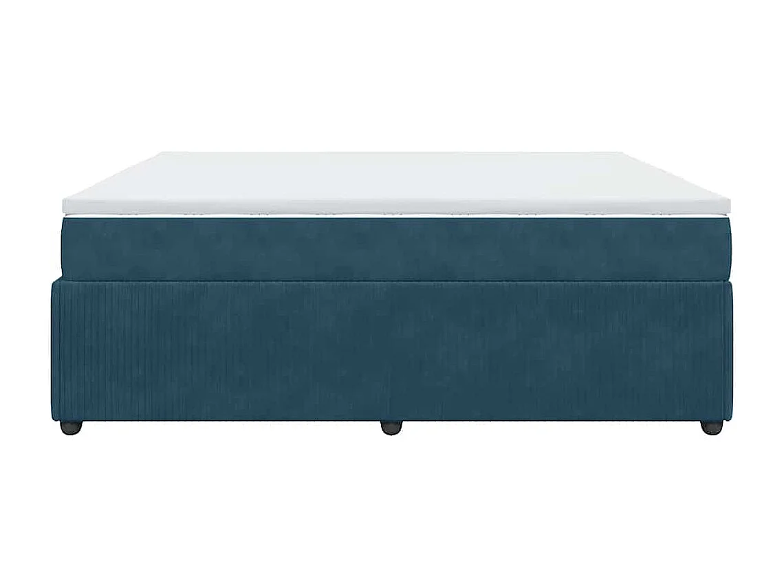 Cama box spring con colchón terciopelo azul oscuro 180x200 cm