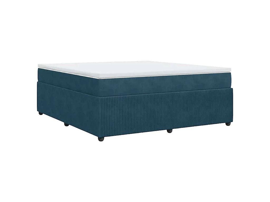 Boxspring met matras fluweel donkerblauw 180x200 cm