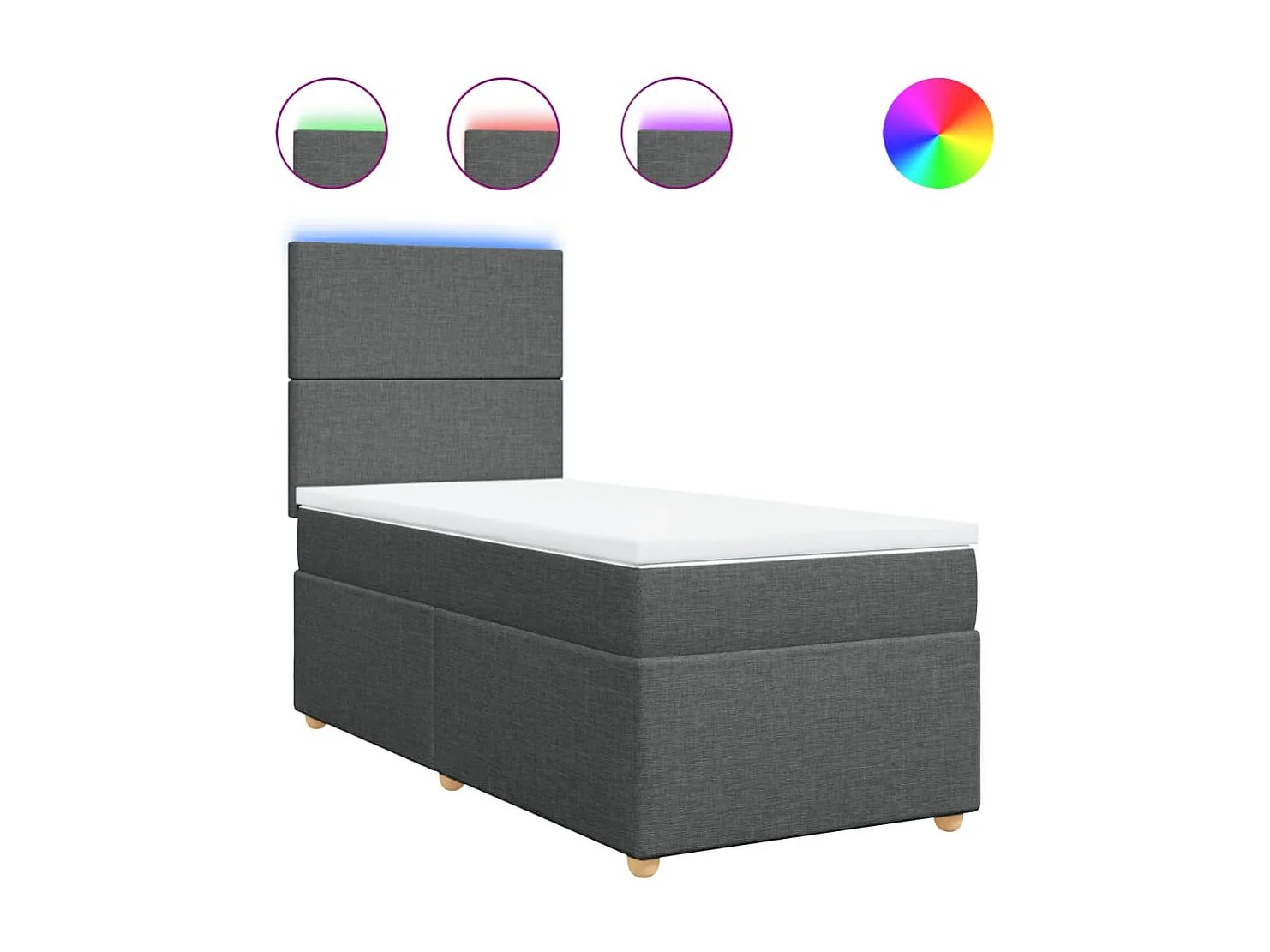 Sommier à lattes de lit avec matelas Gris foncé 80x200 cm Tissu