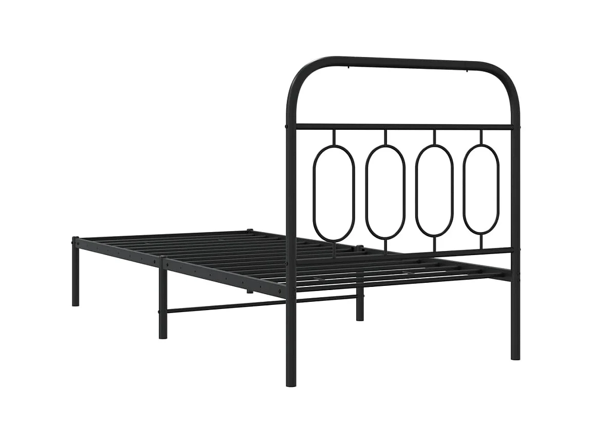 Cadre de lit métal sans matelas avec tête de lit noir 80x200 cm