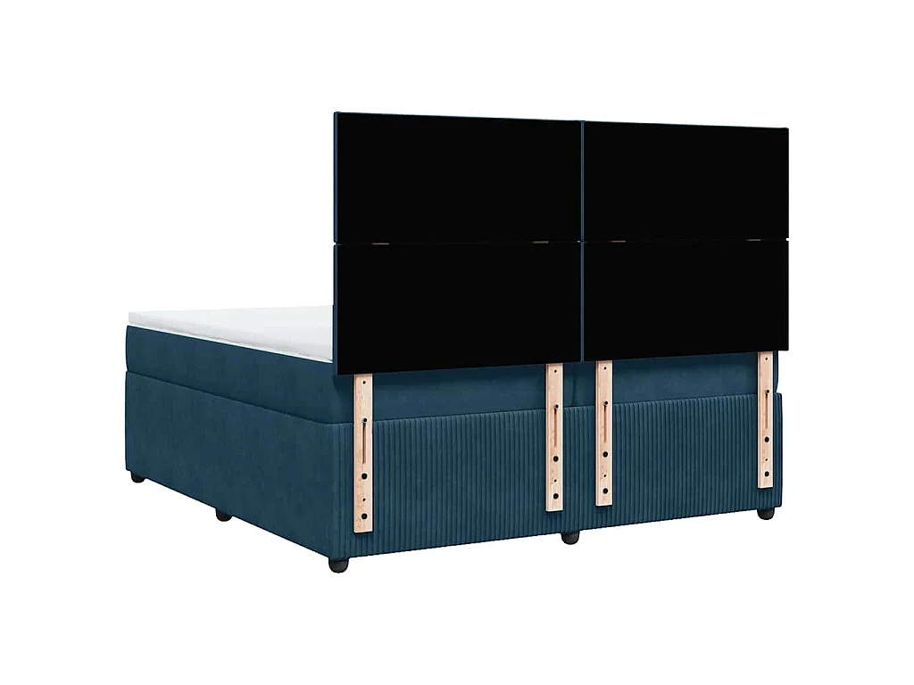 Boxspring met matras fluweel donkerblauw 200x200 cm