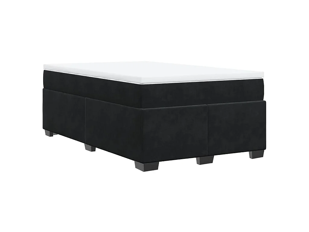 Sommier à lattes de lit avec matelas noir 120x190 cm velours