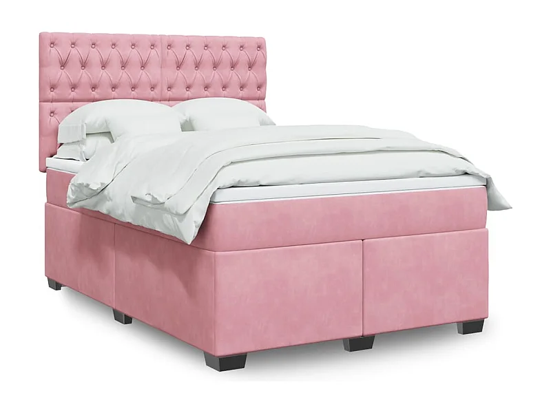 Boxspring met matras fluweel roze 160x200 cm