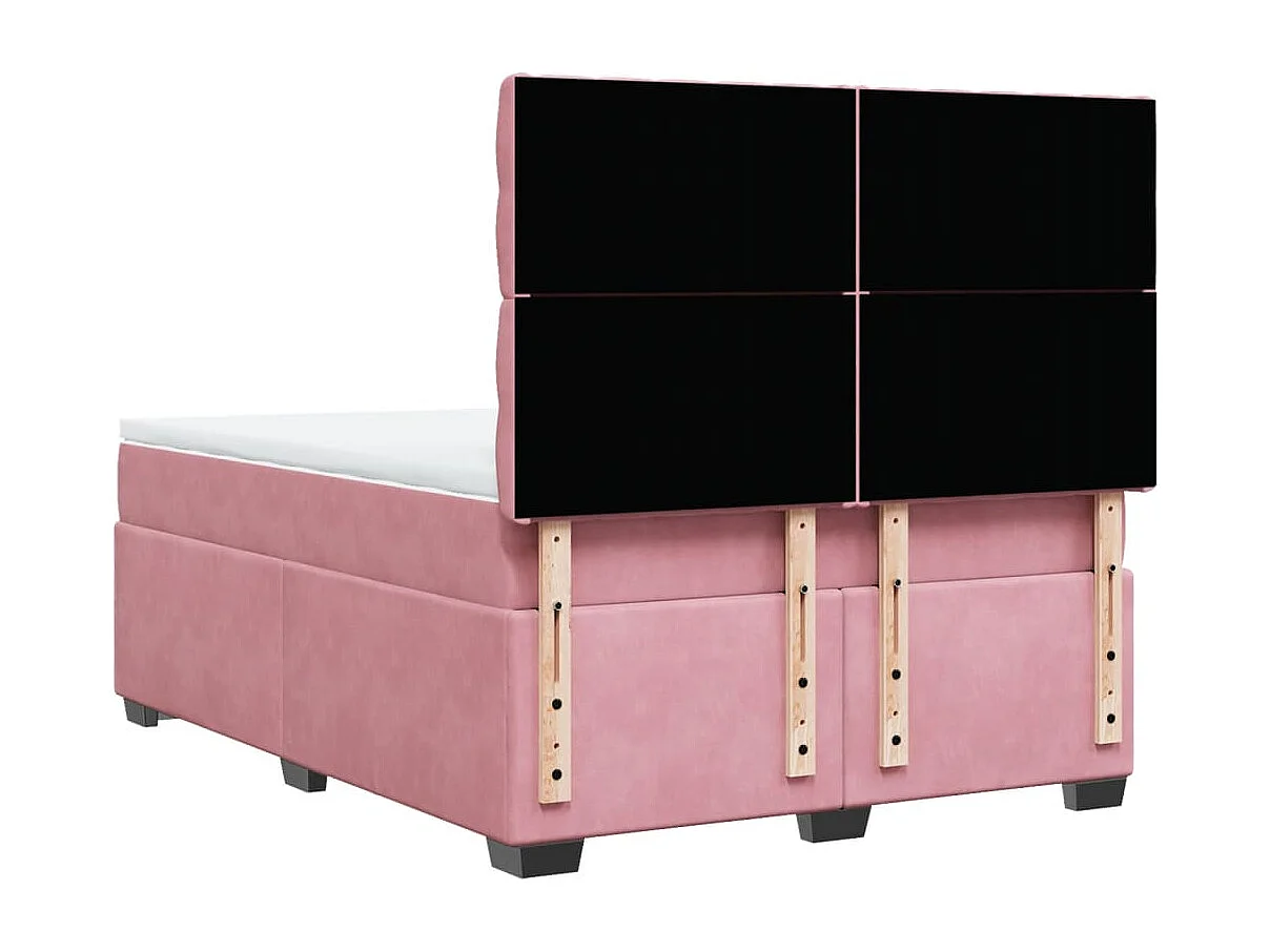 Boxspring met matras fluweel roze 160x200 cm