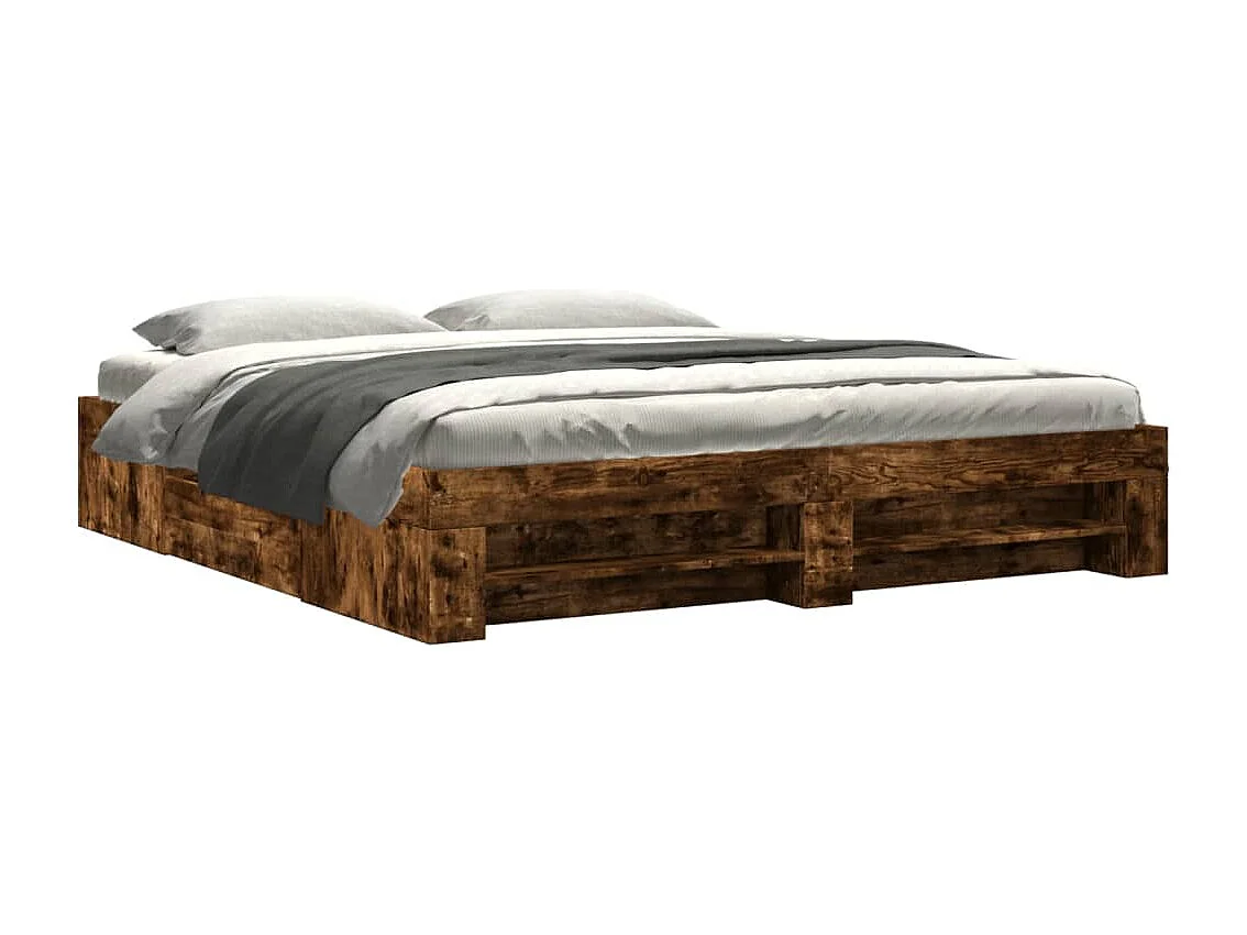 Cadre de lit sans matelas chêne fumé 180x200 cm