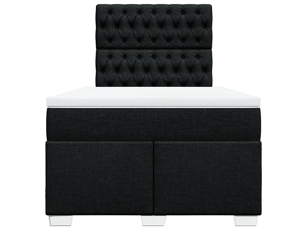 Cama box spring con colchón tela negro 120x200 cm