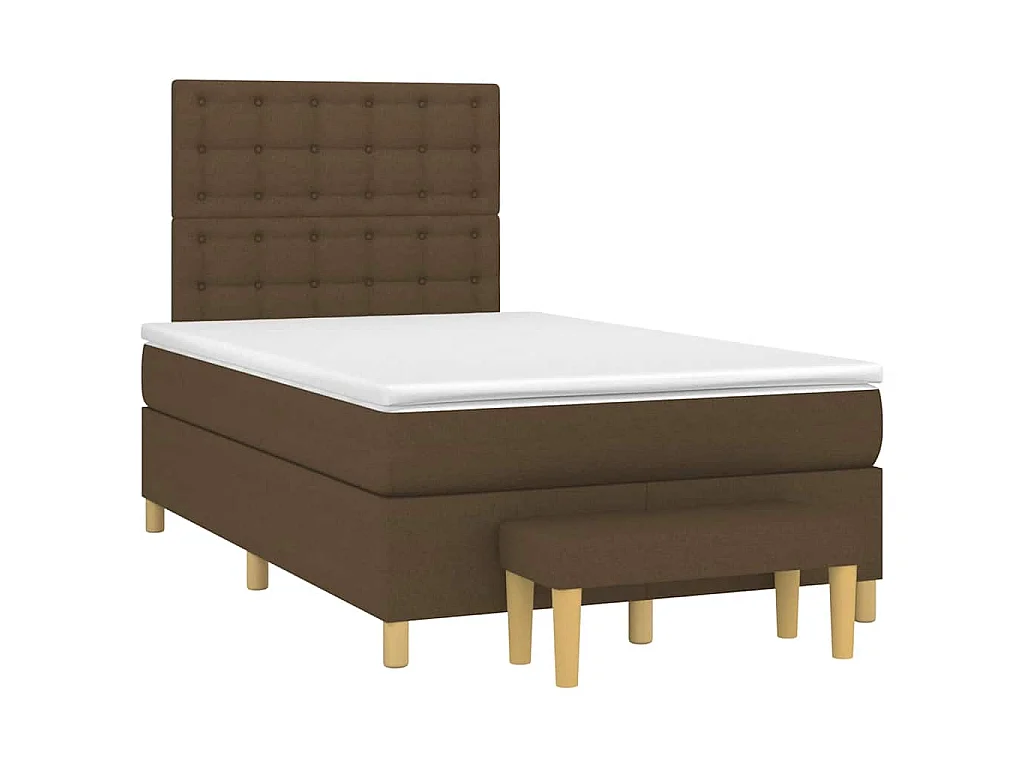 Sommier à lattes de lit et matelas marron foncé 120x190cm tissu