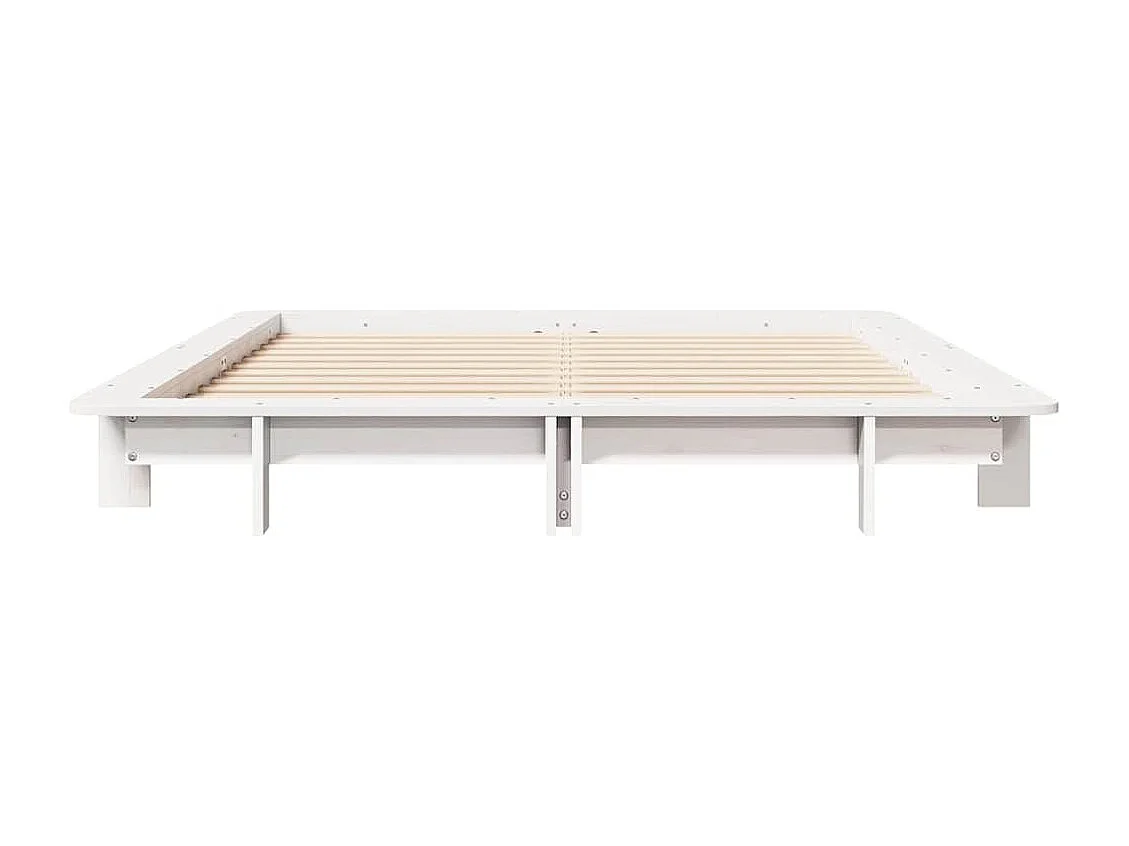 Cadre de lit sans matelas blanc 150x200 cm bois de pin massif